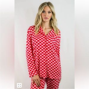 In My Sundays pink and red checkered long sleeve pajamas